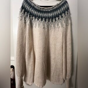 Free People navy and White Patterned Sweater